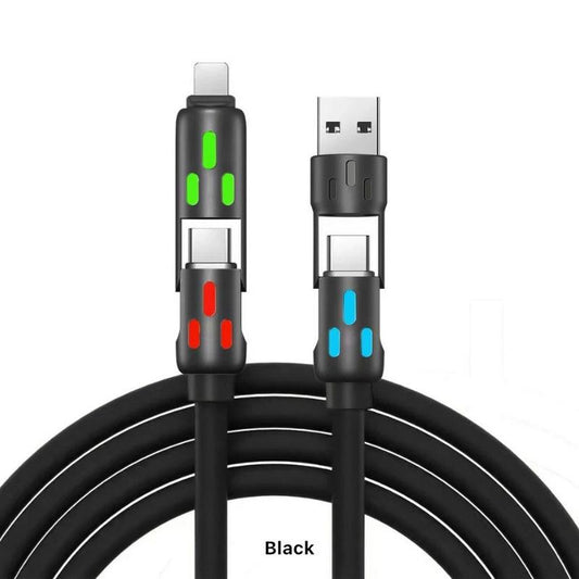 4-In-1 USB Charging Cable, Fast 240W Charging Cable USB A+ TYPE C + Lightning, Fast Charging and Data Sync for Iphone 16/15, Samsung, Android, Ipad, Laptops